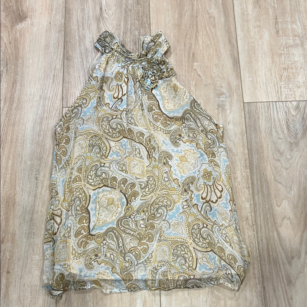 Chic Paisley Women's Blouse in Cream and Tan